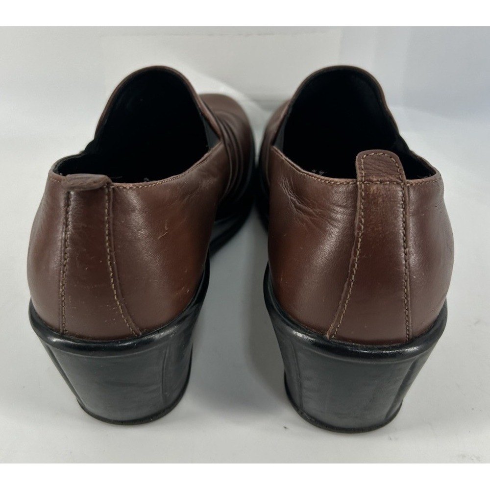 Dansko Aubrey Brown Leather Pleated Slip On Clogs Wedge Heel Women's Size 40 - Picture 3 of 5